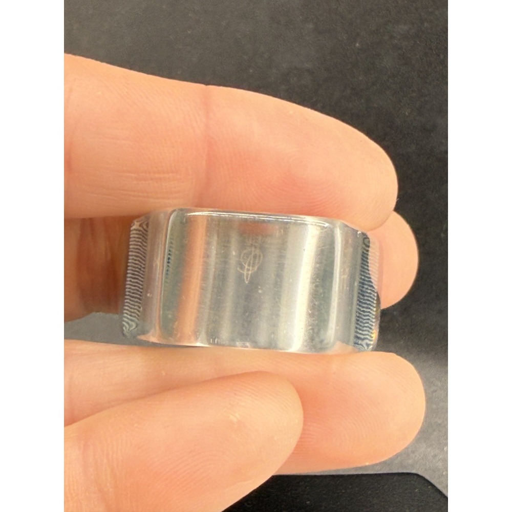 Vintage Lucite Ring Chunky Denim Mod MCM Signed 7" - Picture 4 of 11